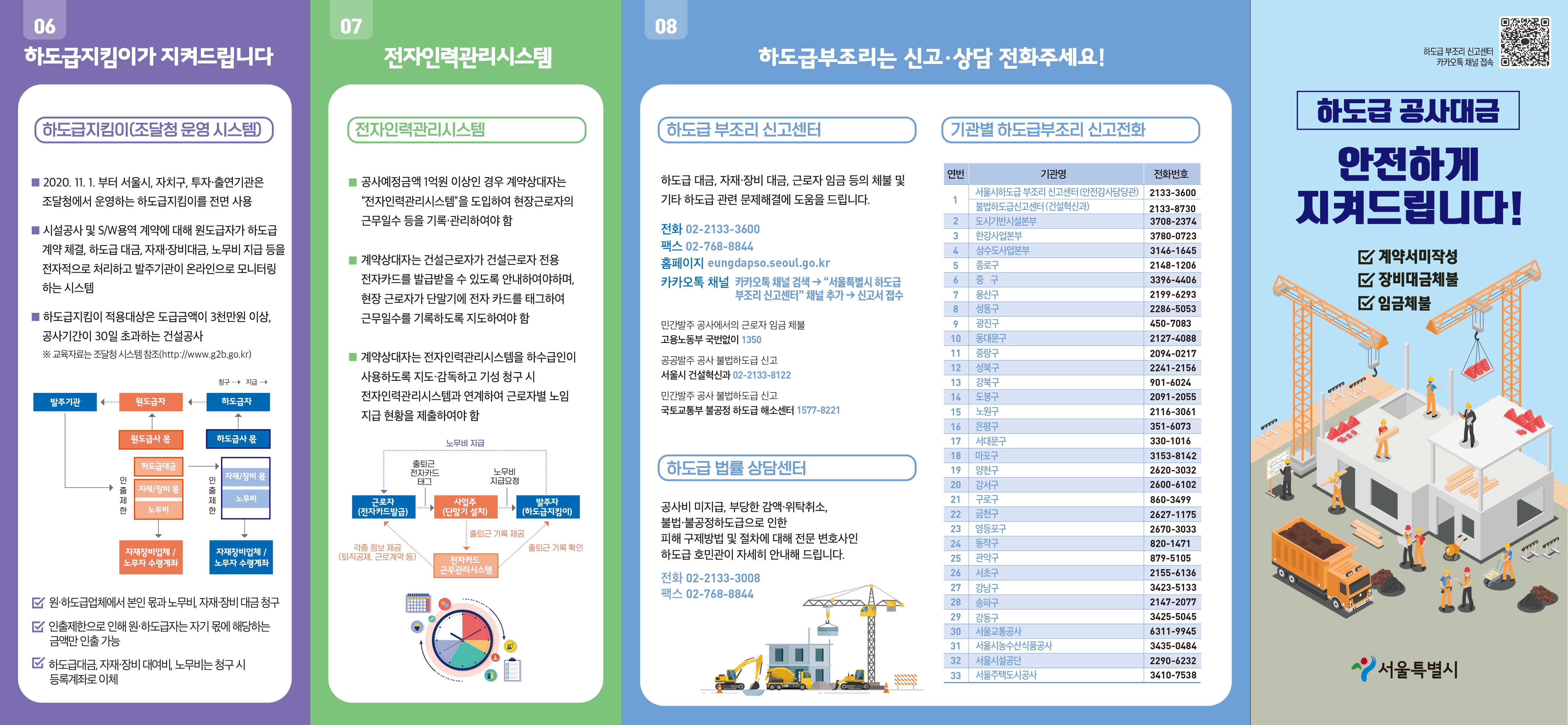 서울시청 안전감사담당관실 리플렛(건설하도급 부조리 예방)